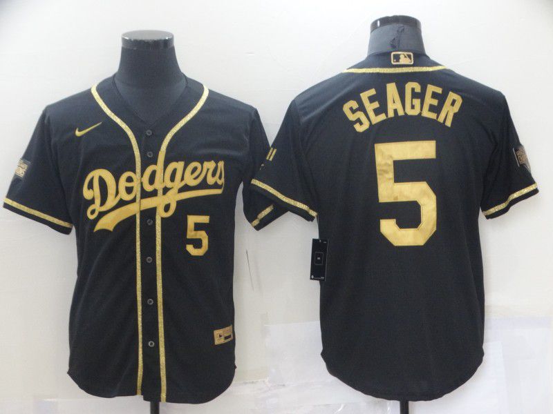 Men Los Angeles Dodgers #5 Seager Black Game Nike MLB Jerseys